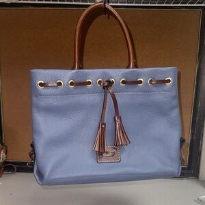 Dooney & Bourke Dark Blue Pebble Grain Tassel Tote